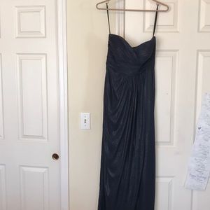 Strapless blue iridescent full length dress